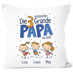 Kissen-Bezug Die schönsten Gründe Papa zu sein personalisiert mit Namen 1,2,3,4 Kinder Vatertag Geschenk SpecialMe®