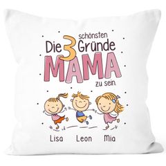 Kissen-Bezug  Die schönsten Gründe Mama zu sein personalisiert mit Namen 1,2,3,4 Kinder Muttertag Geschenk SpecialMe®