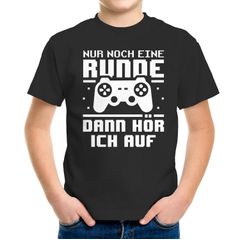 Kinder T-Shirt Nur noch eine Runde Zocker Gamer Spruch lustig Geschenk für Jungen Moonworks®