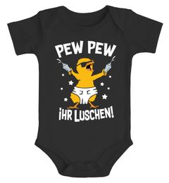 Baby Body mit Spruch lustig Küken Pew Pew ihr Luschen Bio-Baumwolle Jungen & Mädchen MoonWorks®