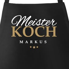 Küchen-Schürze mit Namen individualisierbar Meisterkoch Kochschürze Männer Frauen personalisierte Geschenke SpecialMe®