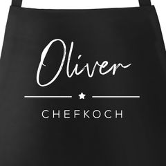 Küchen-Schürze mit Namen individualisierbar Chefkoch Stern Kochschürze Männer personalisierte Geschenke SpecialMe®