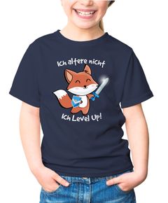 Kinder T-Shirt Mädchen Fuchs Spruch lustig ich altere nicht ich level up Zocken Geschenk für Mädchen Moonworks®