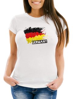 Damen T-Shirt Deutschland Fußball Fan Europameisterschaft 2021 Deutschlandflagge Nationafarben Moonworks
