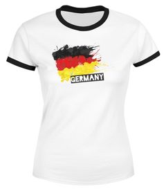 Damen WM-Shirt Deutschland Fußball EM 2021 Fußballeuropameisterschaft Deutschlandshirt Deutschlandflagge Retro Moonworks®