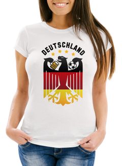 Damen T-Shirt  Deutschland Fußball EM 2021 Bundesadler Bier Deutschlandshirt Deutschlandflagge Moonworks®