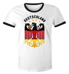 Herren T-Shirt Deutschland Fußball EM 2021 Bundesadler Bier Deutschlandshirt Deutschlandflagge Retro Moonworks®