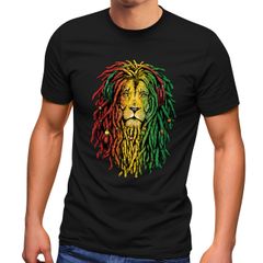Herren T-Shirt Löwe Jamaica Reaggae Musik Rasta Lion Printshirt Fashion Streetstyle Neverless®