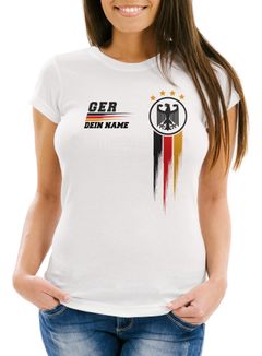 EM Shirt Damen personalisiert mit Name Deutschland TrikotFußball Europameisterschaft 2024 Moonworks