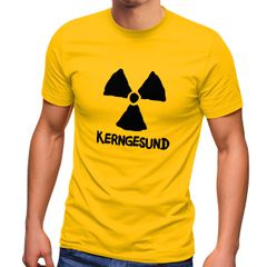 Herren T-Shirt Kerngesund schwarzer Humor Statement Kernkraft Ironie Fun-Shirt Spruch lustig Moonworks®