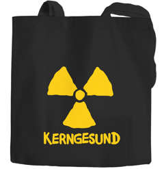 Jutebeutel Aufdruck Kerngesund schwarzer Humor Statement lustig Kernkraft Ironie radioaktiv Moonworks®