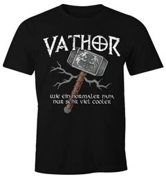Herren T-Shirt cooler Papa Vathor Fun-Shirt Spruch lustig Thor Parodie Geschenk Papa Vatertag Moonworks®