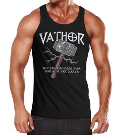 Herren Tanktop cooler Papa Vathor Fun-Shirt Spruch lustig Thor Parodie Geschenk Papa Vatertag Achselshirt Moonworks®