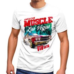 Herren T-Shirt American Muscle Car V8 Las Vegas Palmen Auto Printshirt Fashion Streetstyle Neverless® 