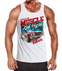 Herren Tank-Top American Muscle Car V8 Las Vegas Palmen Auot Printshirt Muskelshirt Neverless®