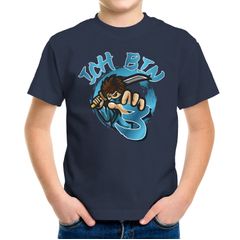 Kinder T-Shirt Geburtstag Ich bin 3|4|5|6|7|8 Ninja Kid Comic Manga Style Geburtstagsshirt Geschenk für Jungen Moonworks®