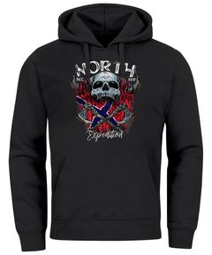 Hoodie Herren North Wikinger Norwegen Skull Totenkopf Print Kapuzen-Pullover Männer Fashion Streetstyle Neverless®