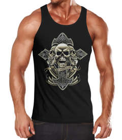 Herren Tank-Top Kreuz mit Totenkopf Cross Skulls Muscle Shirt Neverless®