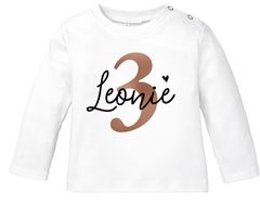 personalisiertes Baby Langarmshirt Geburtstags-Shirt personalisierbar mit Namen Alter 1-3 Junge/Mädchen SpecialMe® 