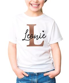 Kinder T-Shirt Name personalisiert Initiale Anfangsbuchstabe Kupferoptik Namensgeschenke Mädchen SpecialMe®