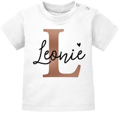 Baby T-Shirt Name personalisiert Herz Initiale Anfangsbuchstabe Geschenk Geburt Junge Mädchen Bio-Baumwolle SpecialMe®