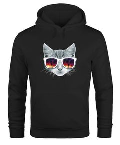Hoodie Herren Katze mit Sonnenbrille Kapuzenpullover MoonWorks®