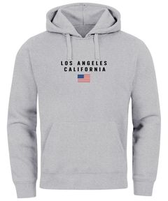 Hoodie Herren Bedruckt Schriftzug California Los Angeles USA Amerika Flagge Fashion Streetstyle Neverless®