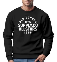 Sweatshirt Herren Bedruckt Schriftzug Oldschool NYC New York City Allstars Rundhals-Pullover Neverless®