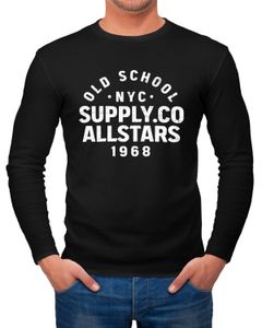 Herren Longsleeve Bedruckt Schriftzug Oldschool NYC New York City Allstars Langarm-Shirt Fashion Streetstyle Neverless®