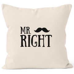 Kissenbezug Mr Right Kissen-Hülle Deko-Kissen 40x40  Baumwolle MoonWorks®