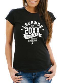 Damen T- Shirt Geburtstag personalisierbar mit dem Geburtsjahr College Style Retro Geschenk für Frauen MoonWorks®