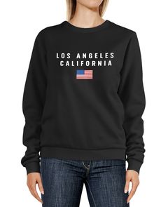 Sweatshirt Damen Bedruckt Schriftzug California Los Angeles USA Amerika Flagge Rundhals-Pullover Sweater Neverless®