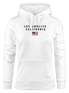 Hoodie Damen Bedruckt Schriftzug California Los Angeles USA Amerika Flagge Kapuzen-Pullover Fashion Streetstyle Neverless®