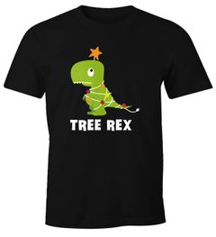 Herren T-Shirt Weihnachten lustig Tree Rex Fun-Shirt Parodie Christmas Xmas Outfit Moonworks®