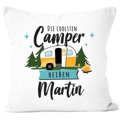 Kissen-Bezug Camping Wohnmobil personalisiert mit Namen persönliche Geschenke für Camper SpecialMe®