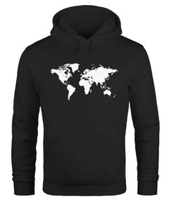 Hoodie Herren Weltkarte World Map Kapuzenpullover Pullover mit Kapuze Moonworks®