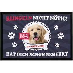 Fußmatte mit eigenem Hund selbst gestalten personalisiert mit Name und Foto Haustier Hundebesitzer rutschfest & waschbar SpecialMe® 