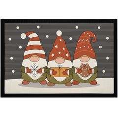 Fußmatte Weihnachten Wichtel Wintermotiv Schneeflocken Gnomes Zwerge Skandi-Stil rutschfest & waschbar Moonworks®