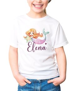Kinder T-Shirt mit Namen personalisiert Meerjungfrau Prinzessin Geschenk Mädchen Namensgeschenke Mädchen SpecialMe®