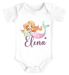Baby Langarmshirt mit Namen personalisiert Aufdruck Meerjungfrau Prinzessin Geschenk Mädchen Bio-Baumwolle SpecialMe®