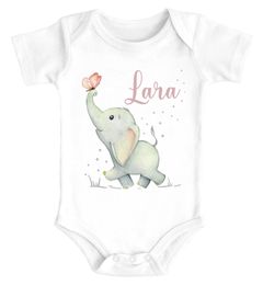 Baby Langarmshirt mit Namen personalisiert Elefant Schmetterling Tiermotiv Tiere Junge Mädchen Bio-Baumwolle SpecialMe®