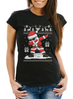 Damen T-Shirt Weihnachten Dabbing Santa Weihnachtsmann Dab Fun-Shirt lustig Moonworks®