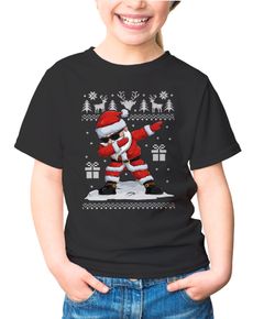 Kinder T-Shirt Weihnachten Dabbing Santa Weihnachtsmann Dab Fun-Shirt lustig Geschenk für Mädchen Moonworks®
