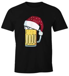 Herren T-Shirt Weihnachten lustig Bier Trinken Bierglas Weihnachtsmotiv Fun-Shirt Alkohol Moonworks®