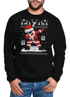Sweatshirt Herren Weihnachten Dabbing Santa Weihnachtsmann Dab Motiv lustig Rundhals-Pullover Moonworks®