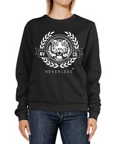 Sweatshirt Damen Schriftzug Oldschool Print Tiger Pullover Bedruckt Rundhals Pulli Sweater Neverless®
