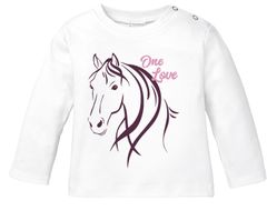 Baby Langarmshirt Pferde-Motiv Geschenk für Pferdeliebhaber Geburtstag Weihnachten Babyshirt Mädchen Shirt Moonworks®