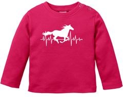 Baby Langarmshirt Pferd Motiv Reiten Geschenk für Mädchen Pferde Tiermotiv Babyshirt Mädchen Shirt Moonworks®