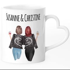 Tasse beste Freundin personalisiert anpassbares Geschenk Freundschaft Best Friends mit Herz-Henkel SpecialMe®