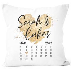 Kissen-Bezug Liebe Kalender personalisiert mit Namen Datum Herz Geschenk Männer Frauen Hochzeit Valentinstag SpecialMe®
